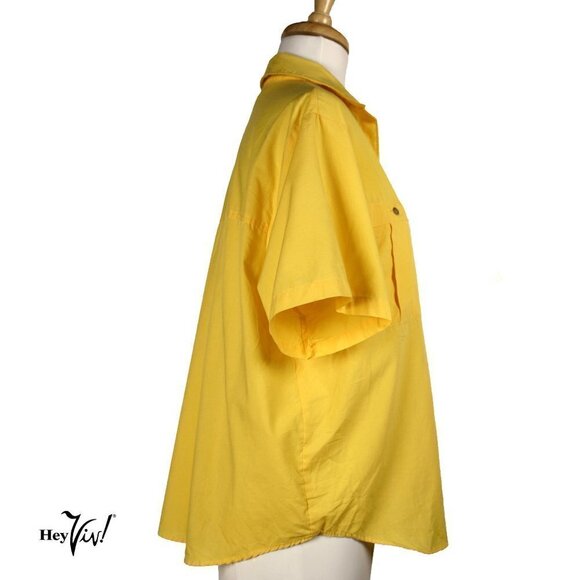 Harbour Isle Yellow Button Up Blouse - Double Breast Pocket - Sz XL - Picture 3 of 6